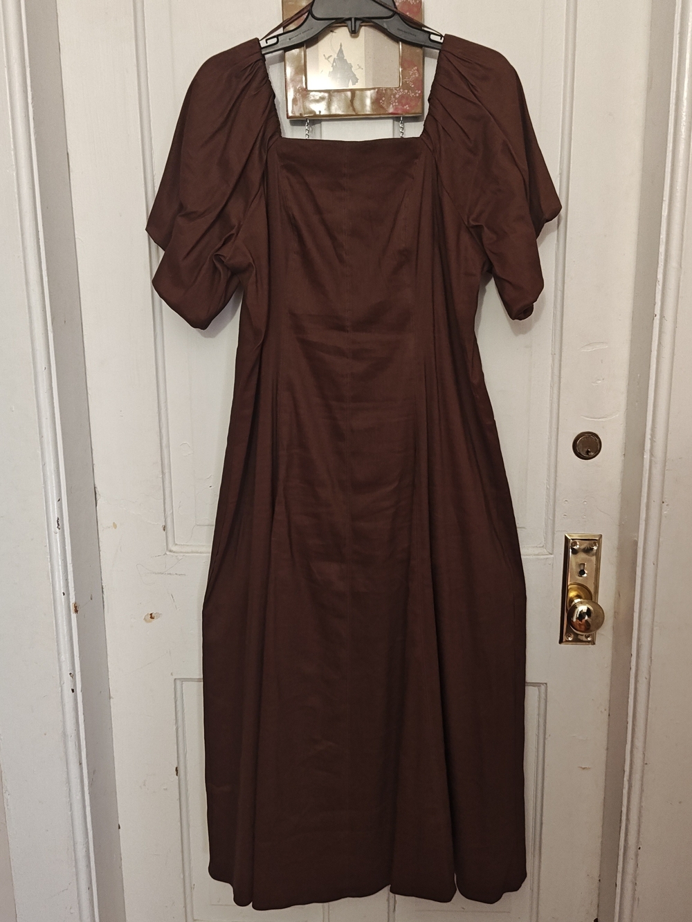 Nordstrom Chocolate Brown Square-Neck Midi Dress